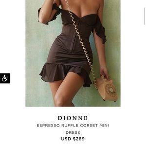 HOUSE OF CB brown mini dress. Corset bodice. Size L. Brand new with tags